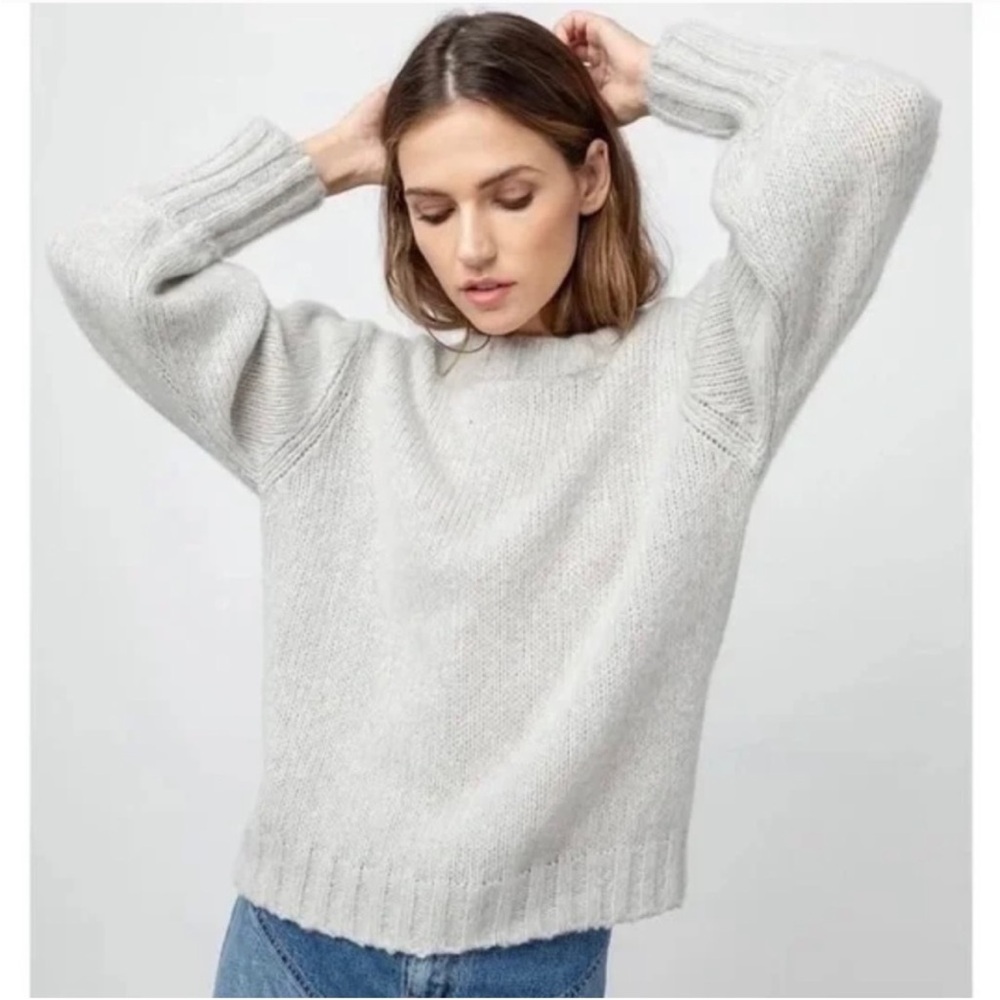 Rails Sybil Balloon-Sleeve Sweater Light Gray Size XS Neutral Minimalist Casual